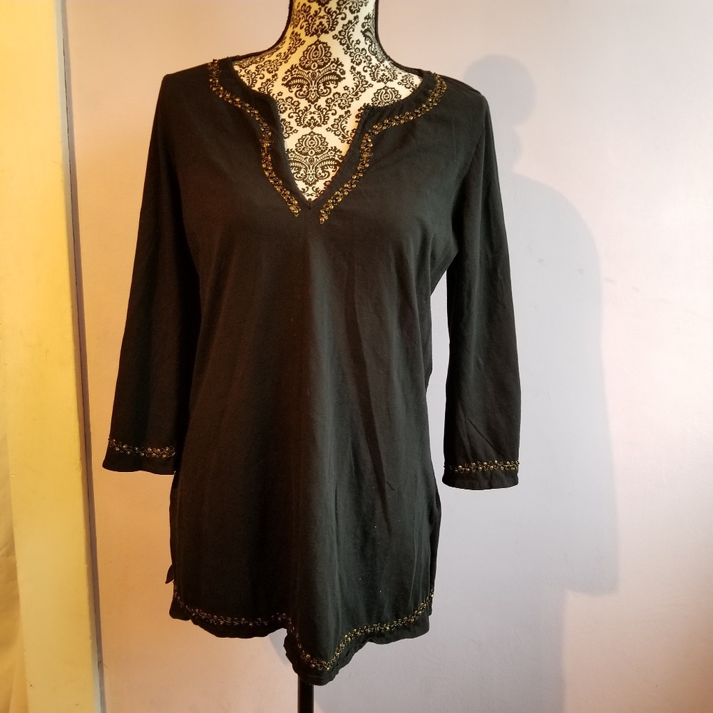 Lucky Brand Beaded and Embroidered Top